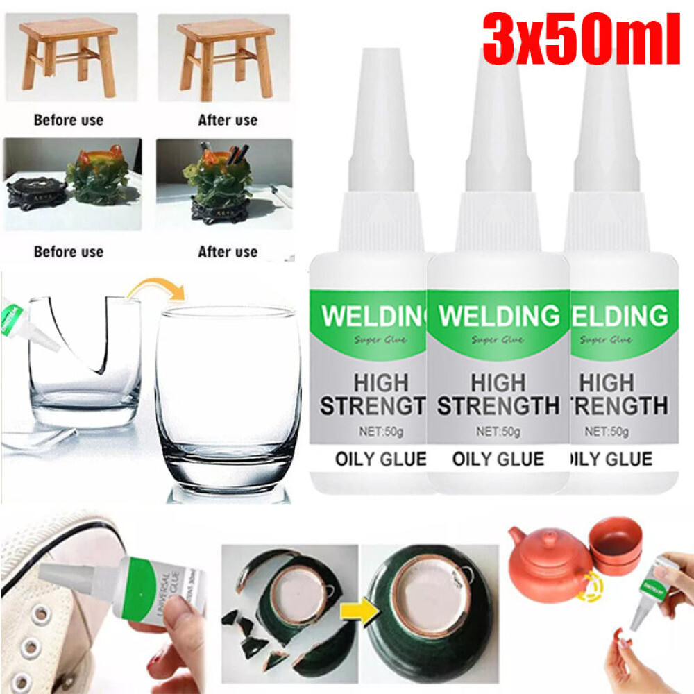 3 Pack Multifunctional Welding High-Strength Oily Glue Universal Super Glue 50g