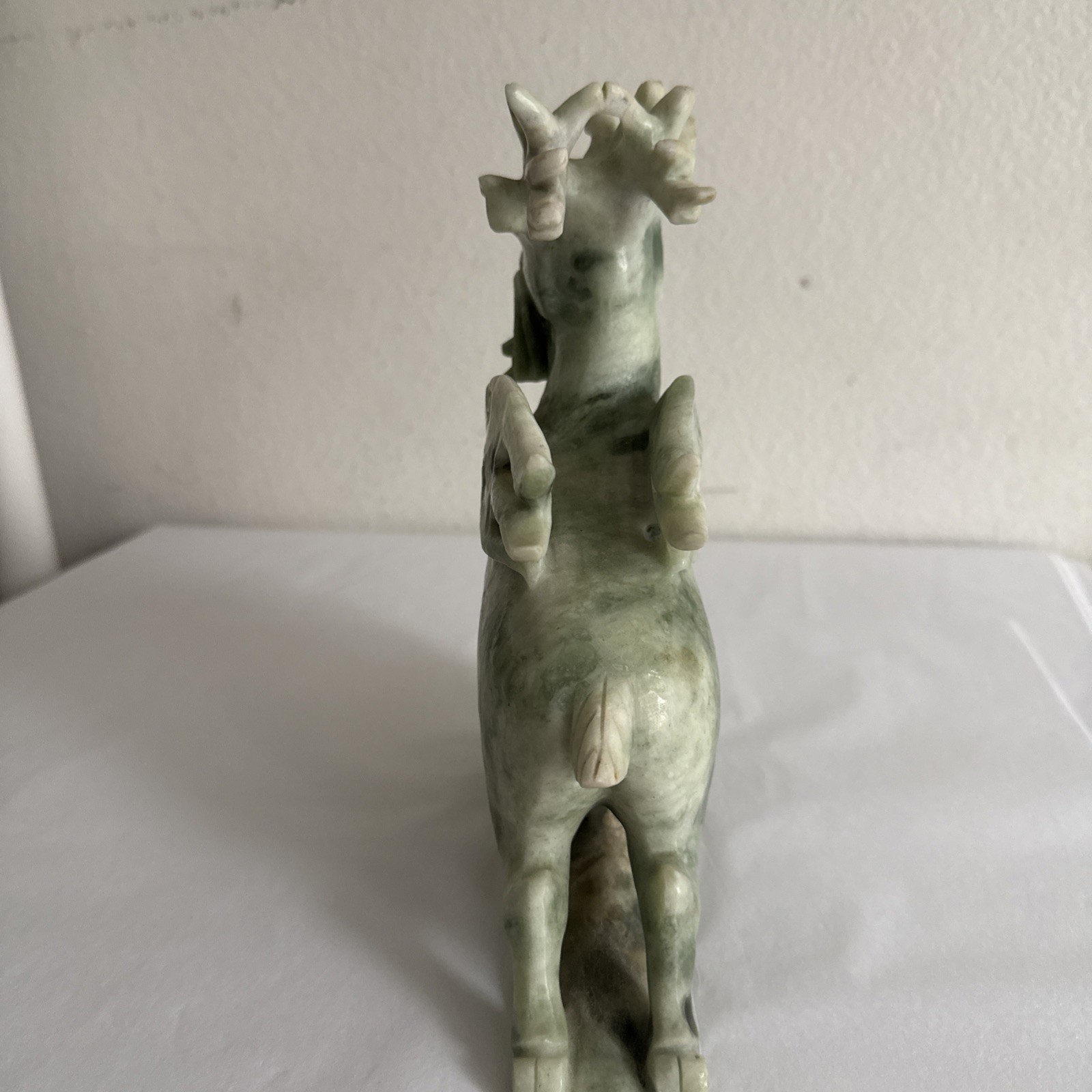 Large Antique Chinese Soapstone Bixie Statue – Hand Carved Winged Mythical Pixiu