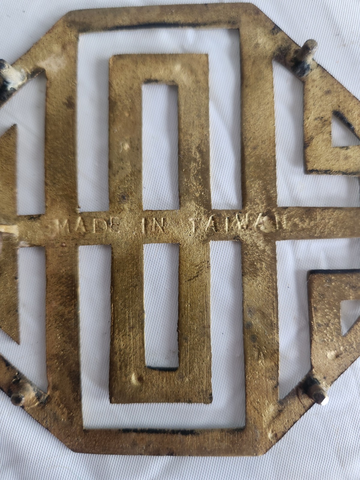 Vintage Brass Trivet/Wall Hanging Decoration Chinese Symbol Longevity, Happiness