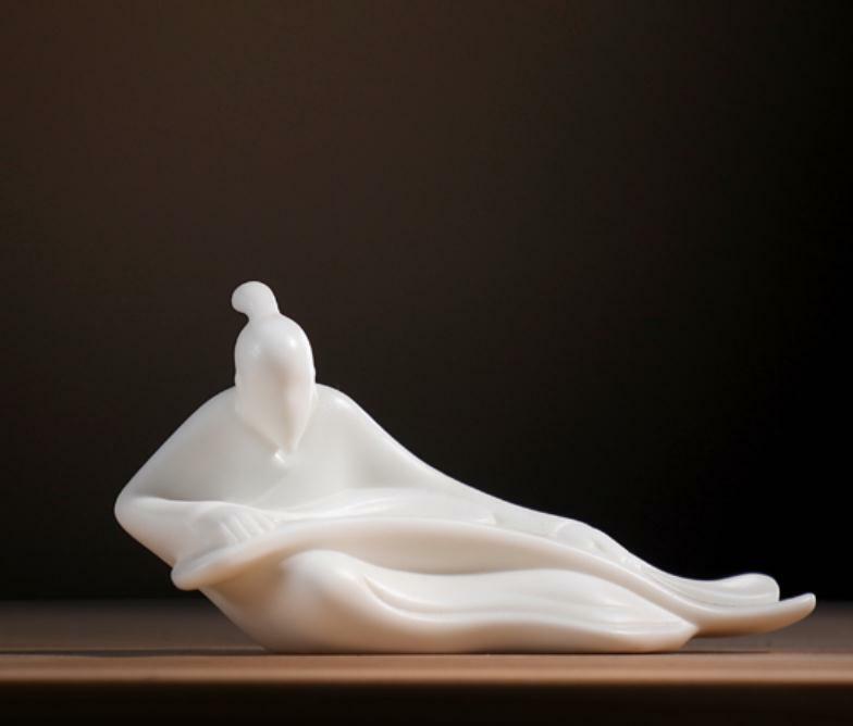 5.3″ Chinese White Porcelain Ceramics No Face A Refined Scholar Figurine Statue