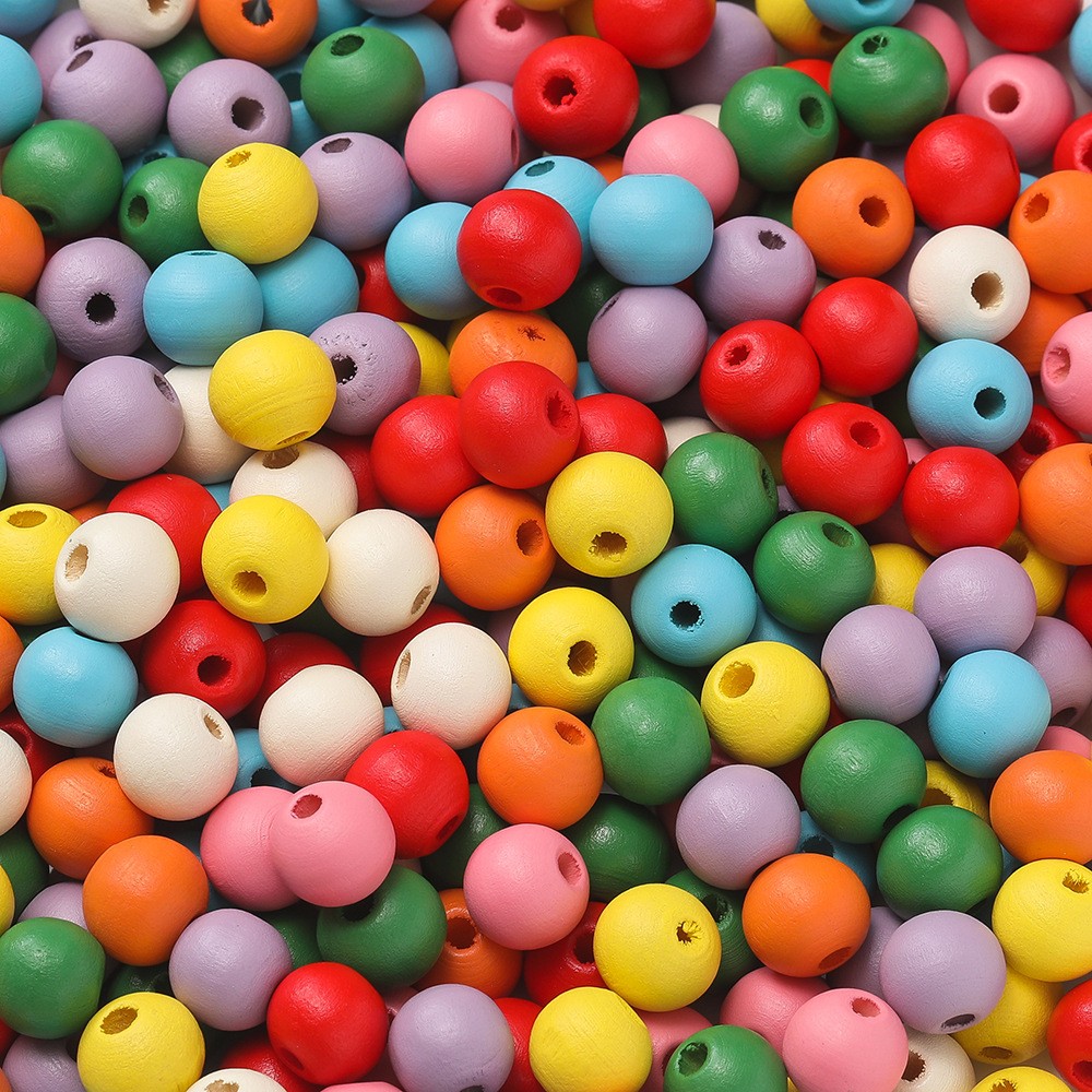 Wooden Round Beads, Pack 30~200, Mixing Colour, Wood Craft Bead, 6 8 10 12mm