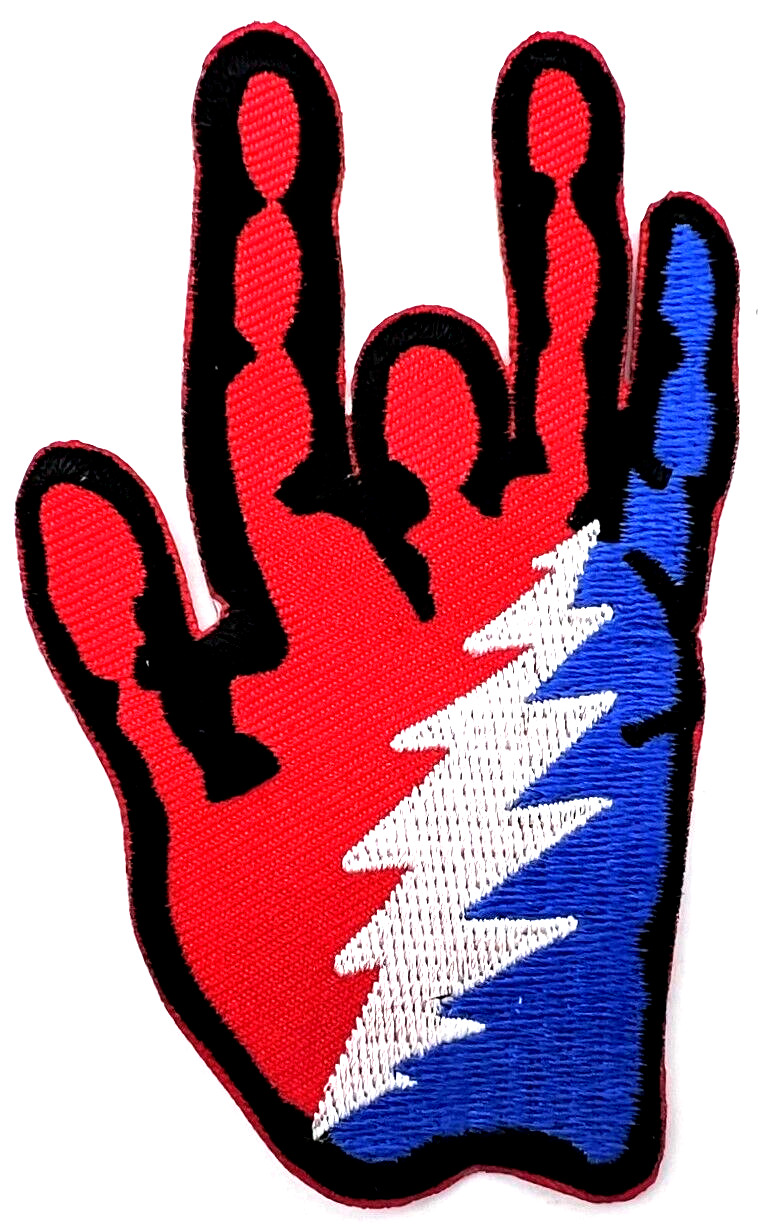 Grateful Dead RWB Bolt Hand Embroidered Rock Iron On Patch
