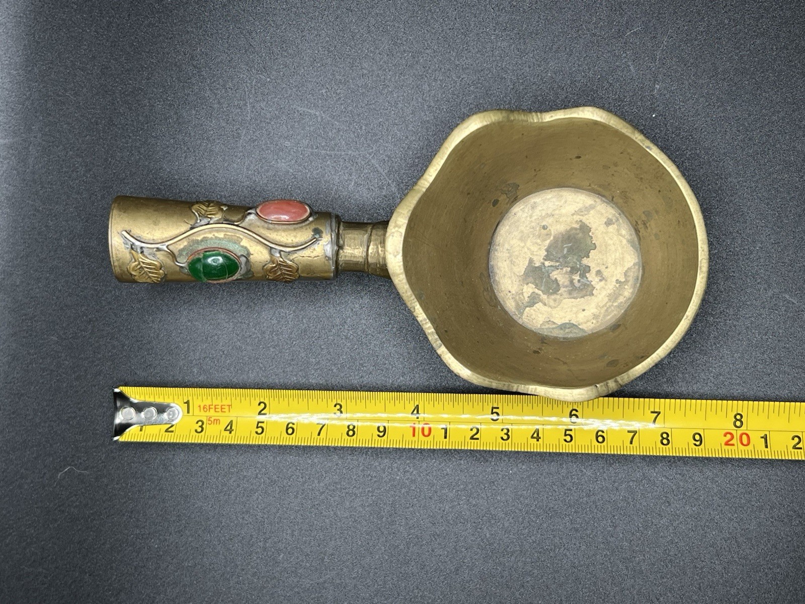 Vintage Brass Silk Iron Asian Dragon Design Cabochon Handle Made In China
