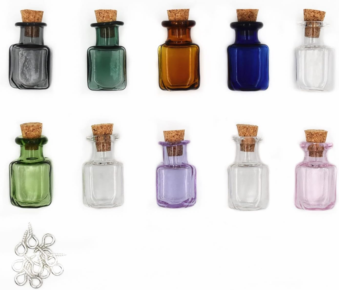 Cooldiy 10Pcs Colored Tiny Glass Jars Mini Glass Bottles with Cork Stoppers Mini