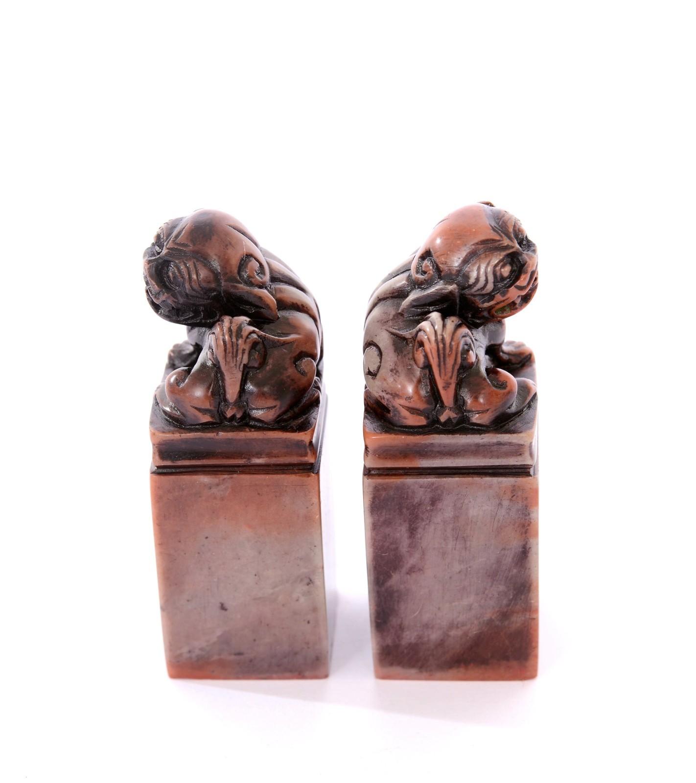 Vintage Chinese Soapstone Carved Carving Fu Foo Lion Dog Seal Chop