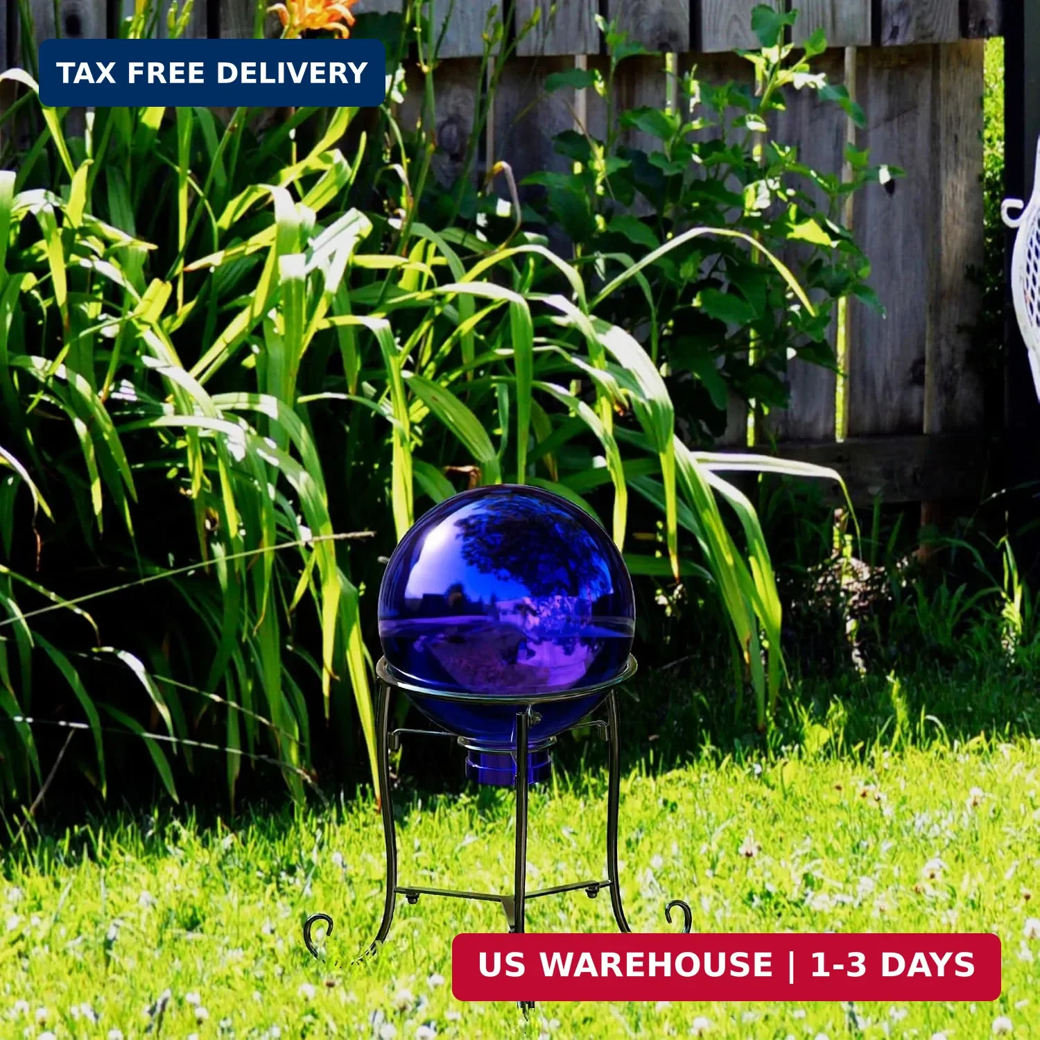 10″ Tall Gazing Ball Stand for 8-10 inch Balls, Black Metal Gazing Globe Display