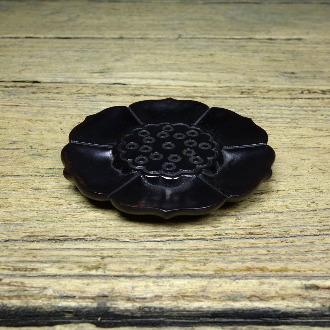 Vintage Hand Carved Sandalwood Lotus Tea Coaster Cup Mat Table Pad Decor 8.5cm