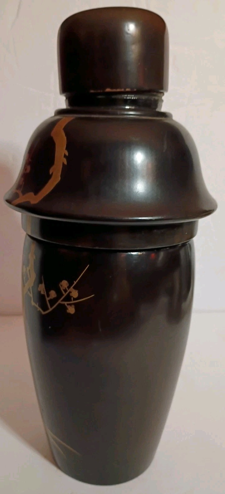 Beautiful Fighting Gold Rooster Chicken Black Lacquer Wood Shaker & 5 Cups China