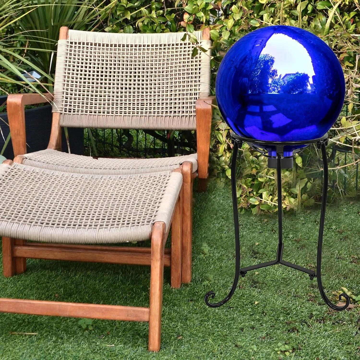 16″ Tall Gazing Ball Stand for 10-12 inch Balls,Black Metal Gazing Globe Display