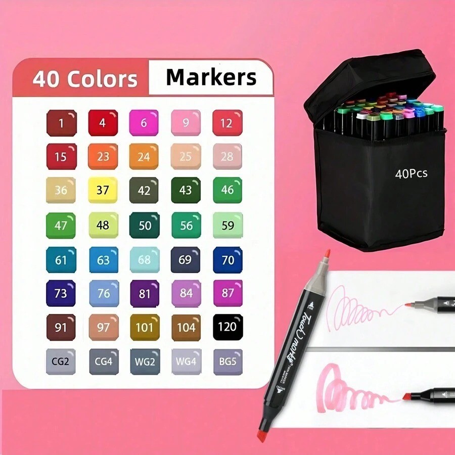 40-168 Colors Alcohol Markers Set | Dual Tip Professional Art Sketch Pens