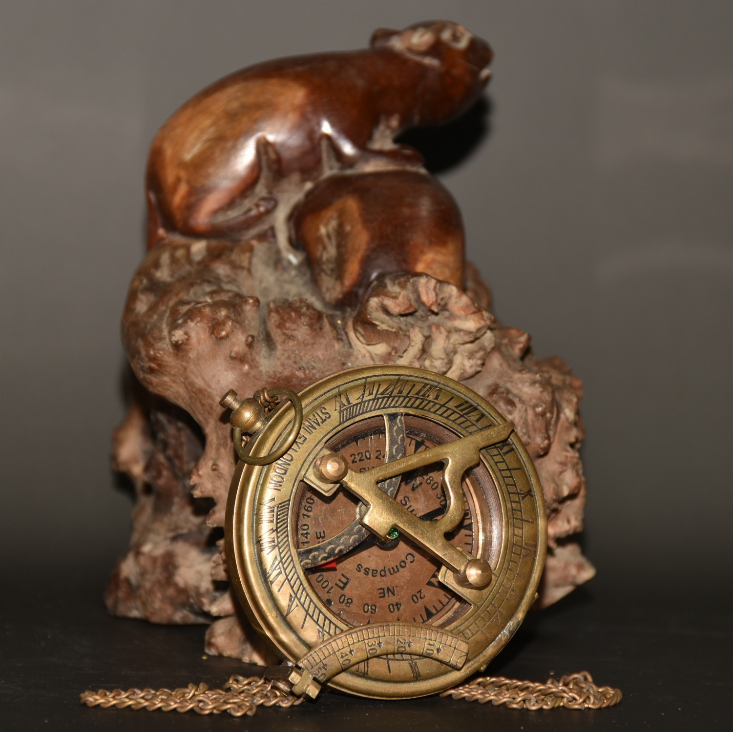 Vintage Brass Compass 2.95×3.15×0.98in 158g Retro Navigation Decor