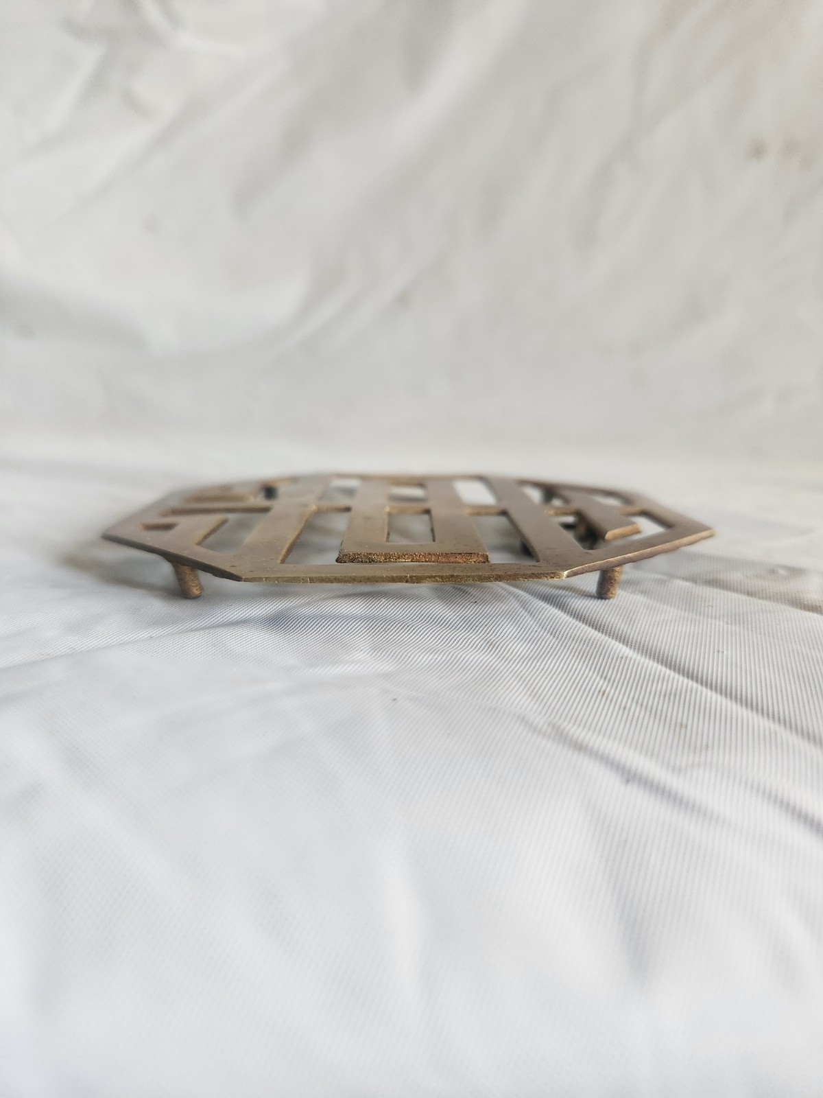 Vintage Brass Trivet/Wall Hanging Decoration Chinese Symbol Longevity, Happiness