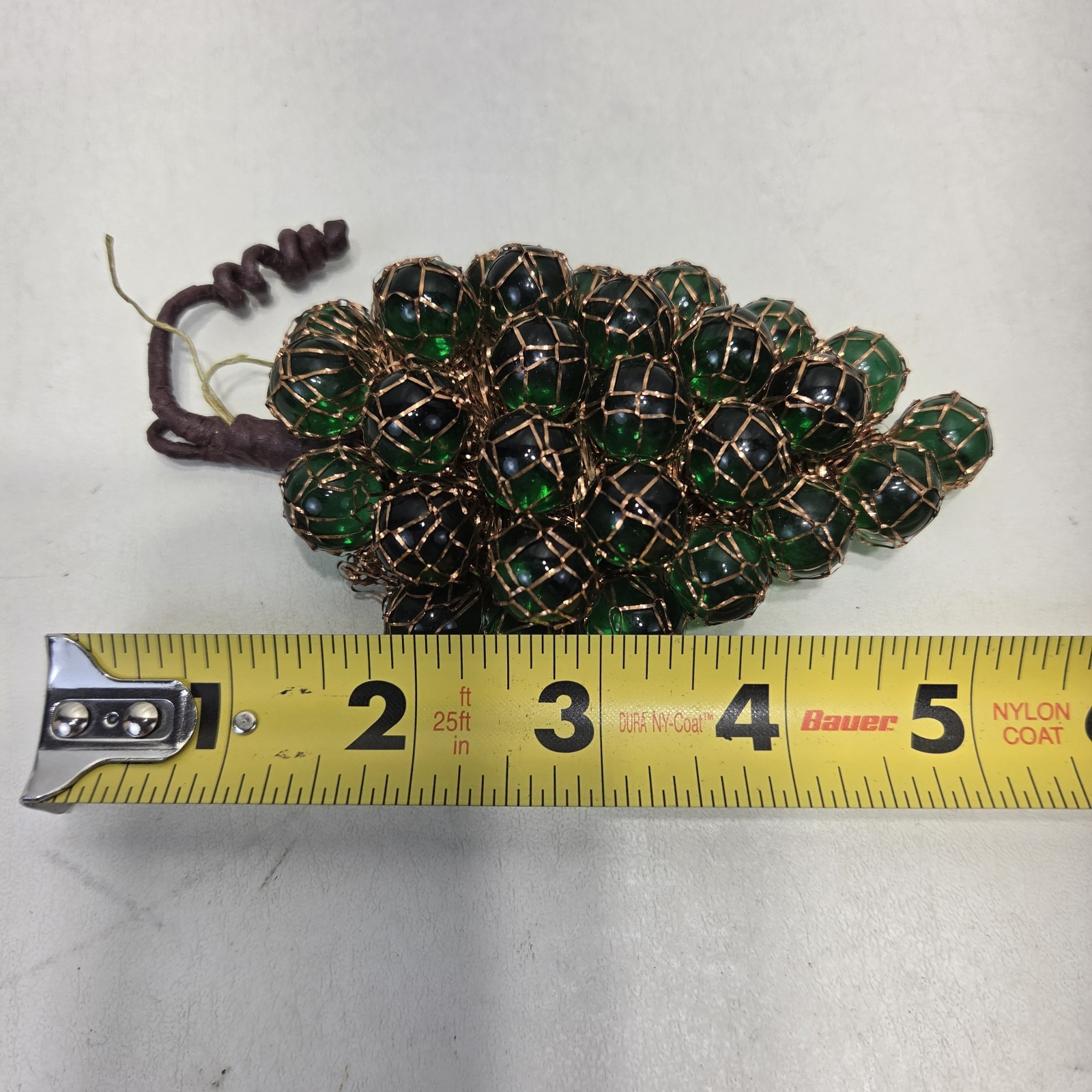 Vintage Marble Jade Agate Stone Grapes And Glass With Copper Grapes Green