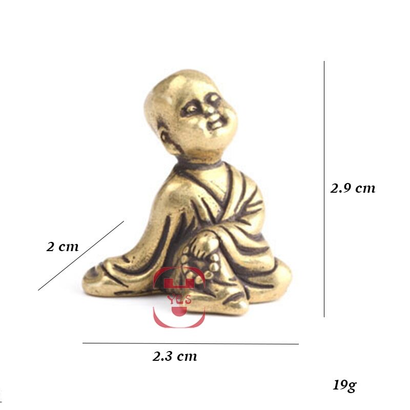 Mini Portable Retro Brass Little Monk Buddha Zen Statue Pocket Sitting Hand Toy