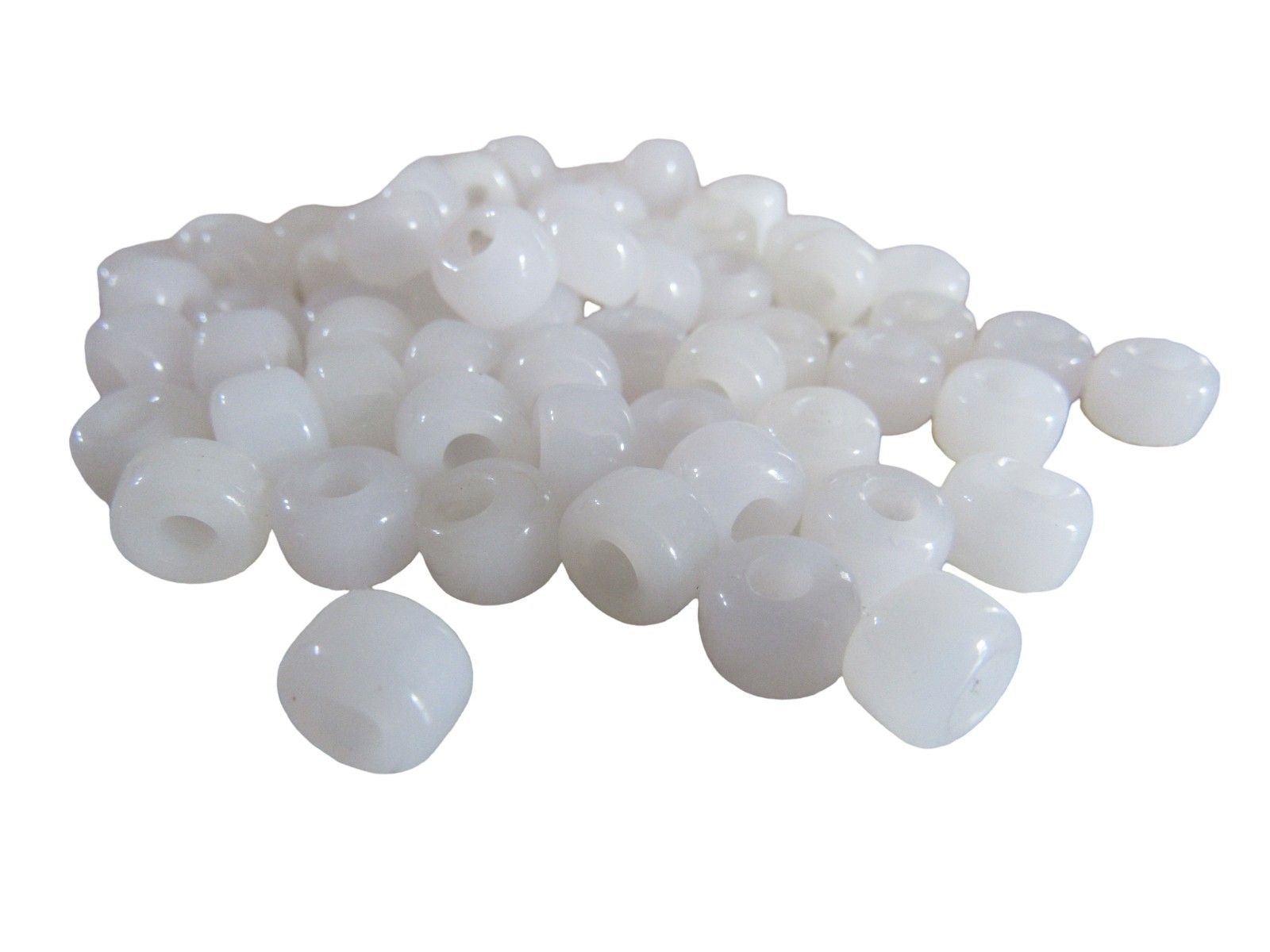 White Translucent Glass Crow Pony Beads Jewelry Craft Bead 100 pcs 9 x 6MM