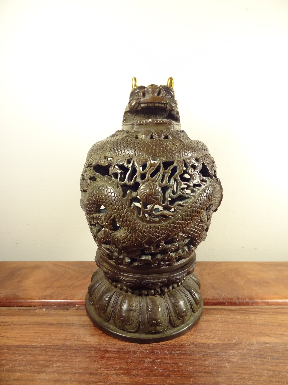 Old Bronze Incense Burner – Dragon Design