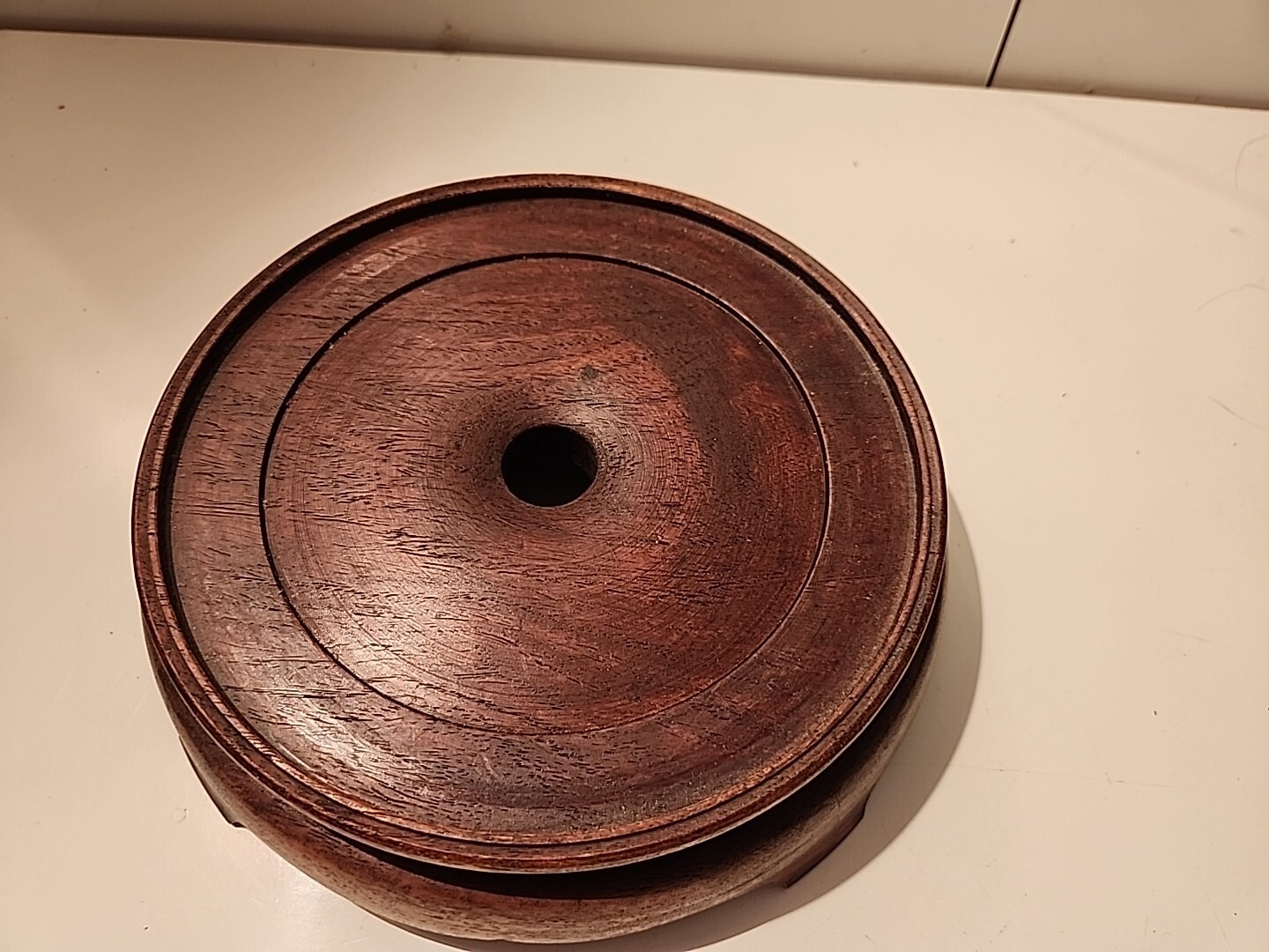 6 7/8″ CHINESE ASIAN WOOD DARK REDISH COLOR 4 PLANT VASE POT LAMP 4 Foot J-4
