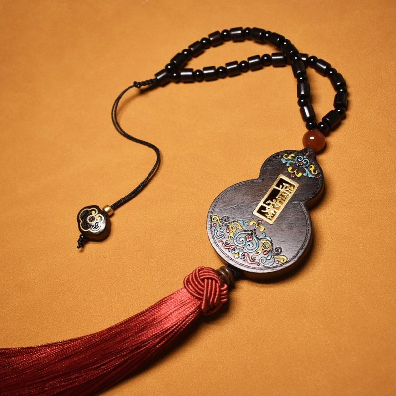 Ebony Painted Gourd Car Pendant Luxury Rearview Mirror Charm New Car Decor