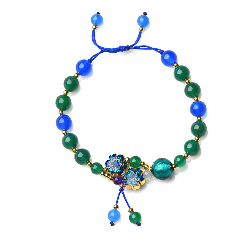 Chinese Coloured Glaze/Cloisonne/Agate Ethnic Style Vogue Hand Chain Bracelet