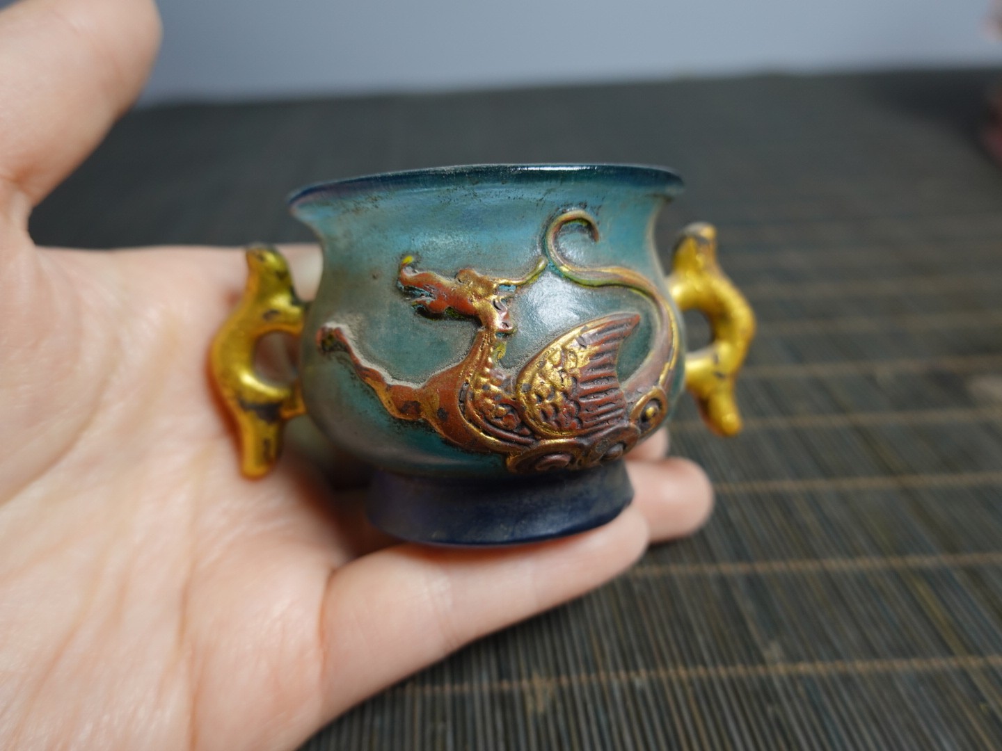 3.1″ Collect China Coloured Glaze Painted Animal Beast Incense Burner Censer