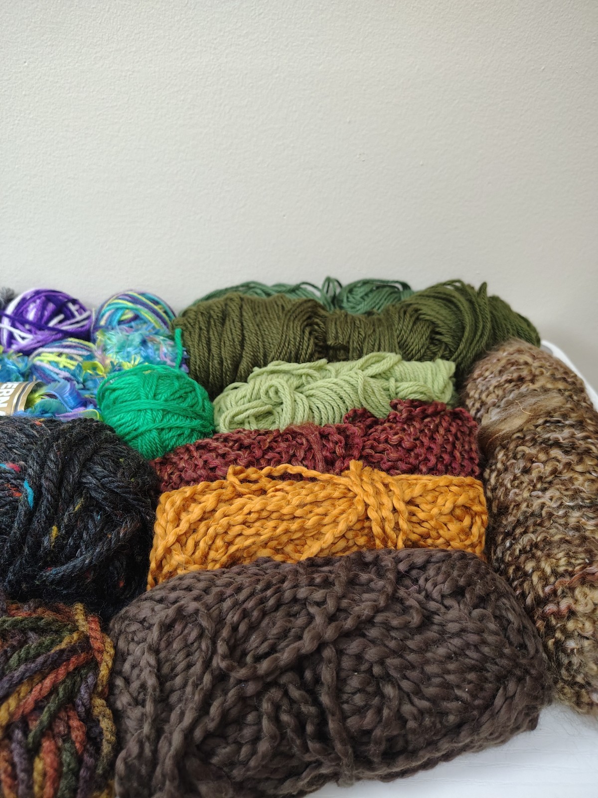 Lot Of 24 Mixed Skeins and Balls of Yarn Partial (Used) a couple New.
