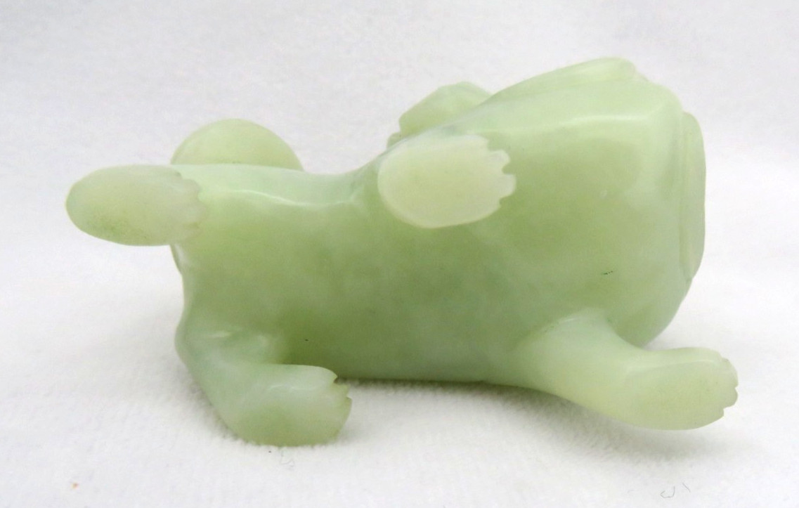 Vintage Chinese Carved Green Jade Foo Dog Figurine