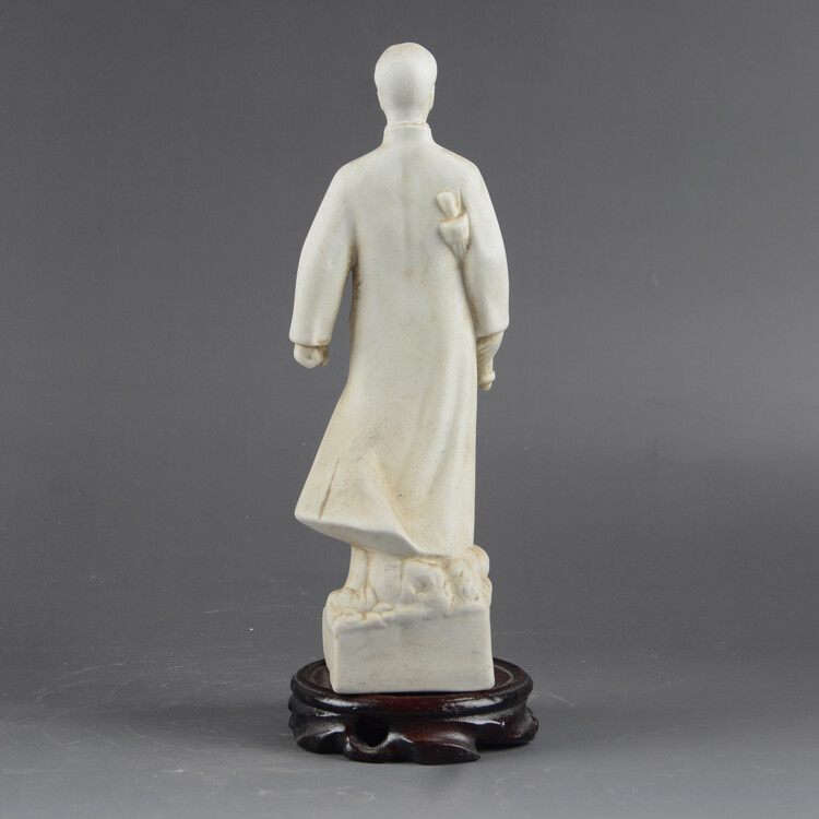 9″ Collect China White Porcelain Mao Zedong Chairman Mao Great Leader Statue