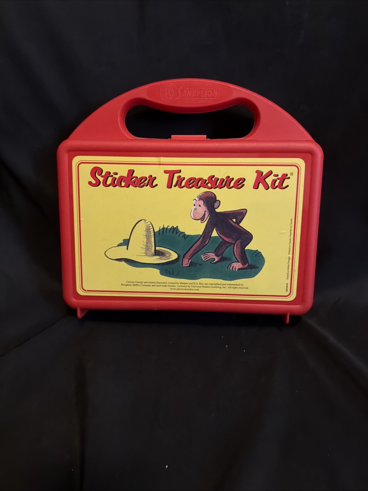 Sandy Lion Curious George Stickers Treasure Box Red Carrying Case