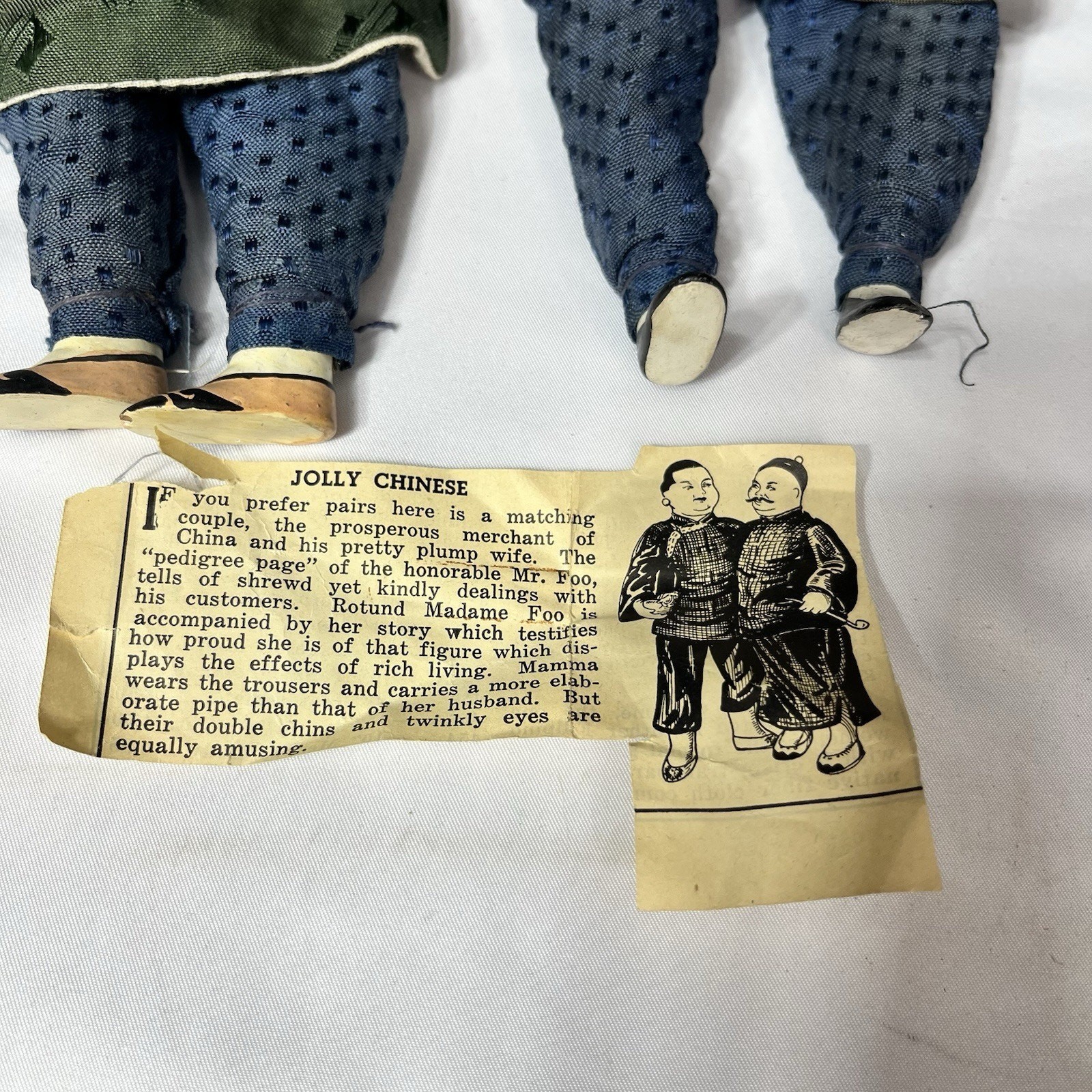 2 Composition Cloth Chinese Asian Dolls Jolly Chinese Character Doll Mr Foo Wife