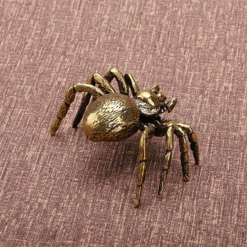 Solid Brass Spider Copper Cover Tea Pet Small Bronze Creative Desktop Decoration
