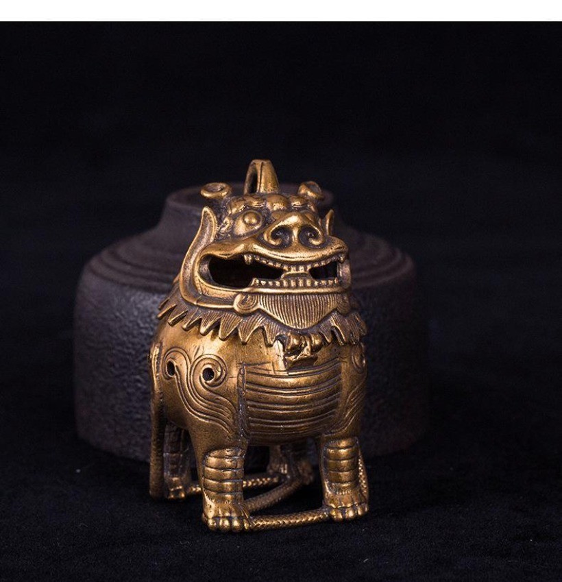 Vintage Brass Pixiu Incense Burner Chinese Feng Shui Decor Collectible Censer
