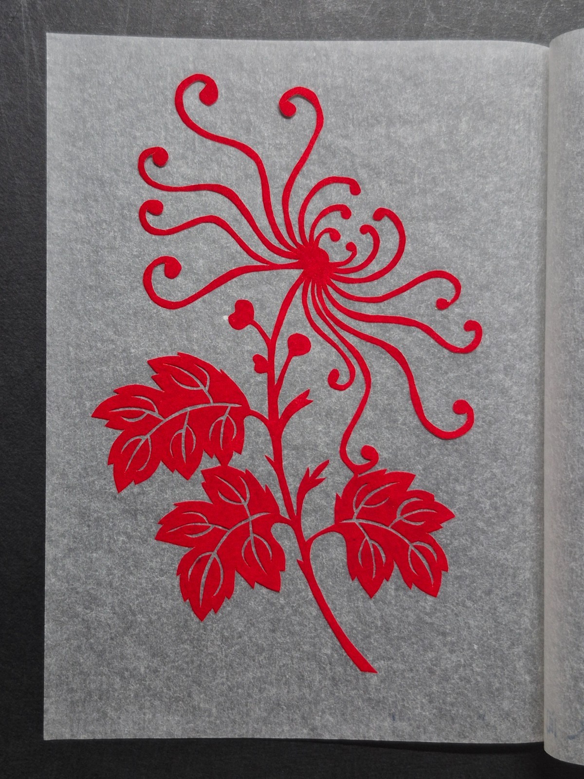 Unused Set of 10 Chinese Folk Art Red Paper cuts Botanical Flowers Designed