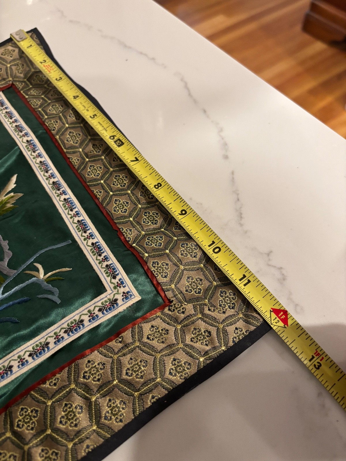Vintage Chinese Silk Flower Floral With Elegant Embroidery Panel 11x12in”