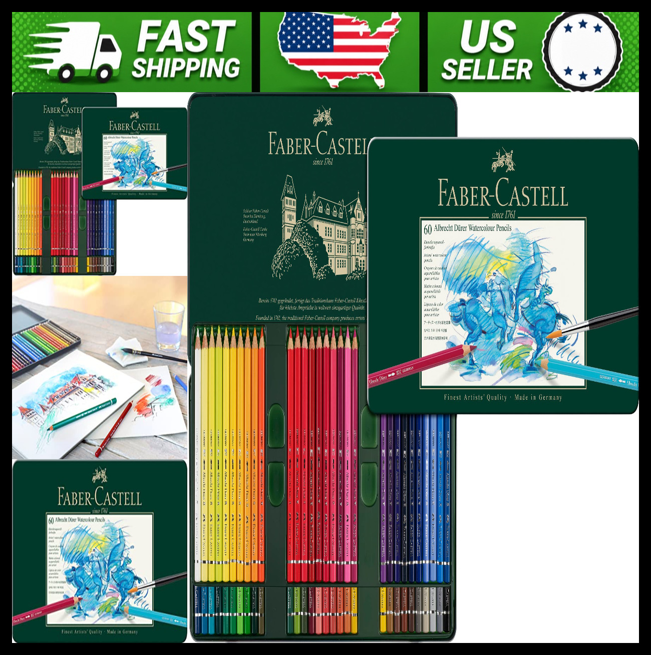 Faber-Castell Albrecht Durer Artists Watercolor Pencils Tin of 60