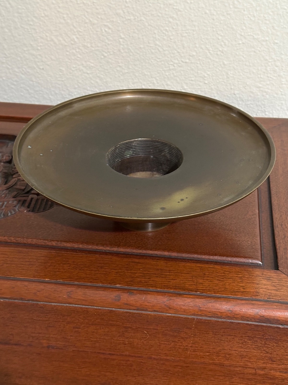 Bronze Usabata Ikebana With Dragon Shield Carvings – 2 Pieces