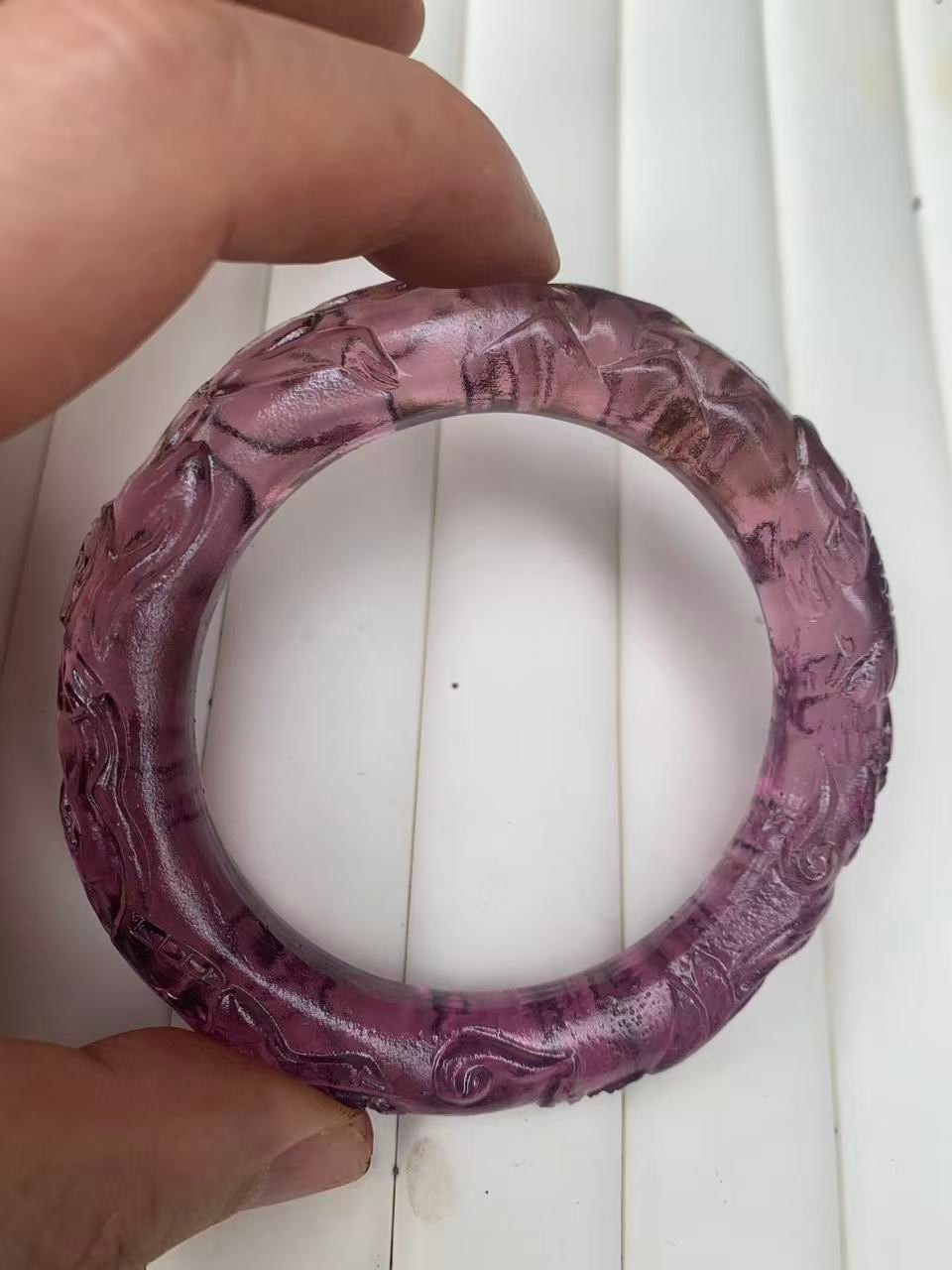 Excellent Chinese Old Crystal Hand Carved Bangle Bracelet