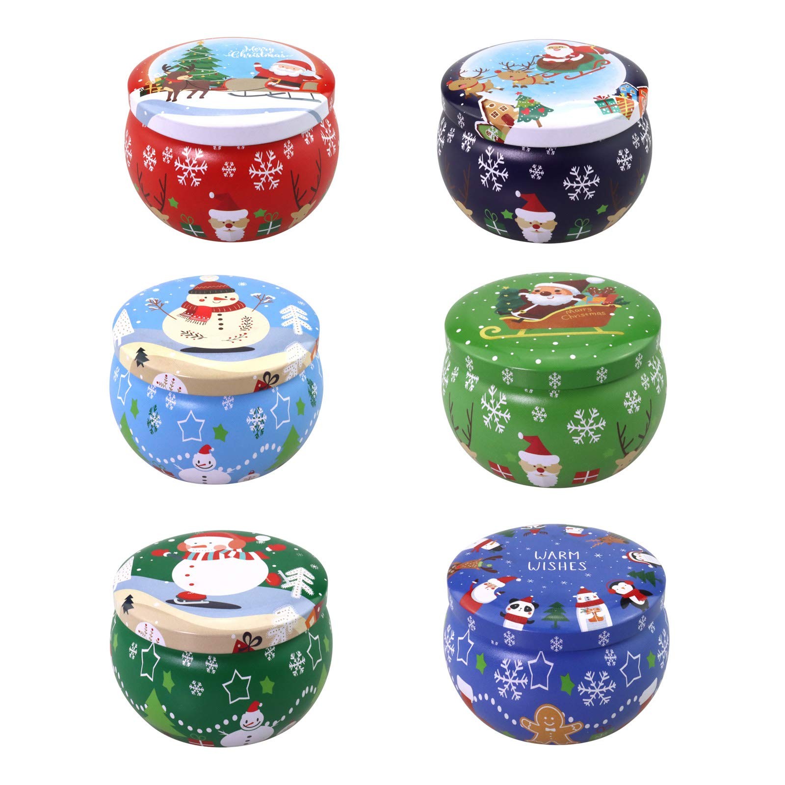 6 PCS 2.2oz Tinplate Empty Candle Tin Jars Reusable Storage Spices Container