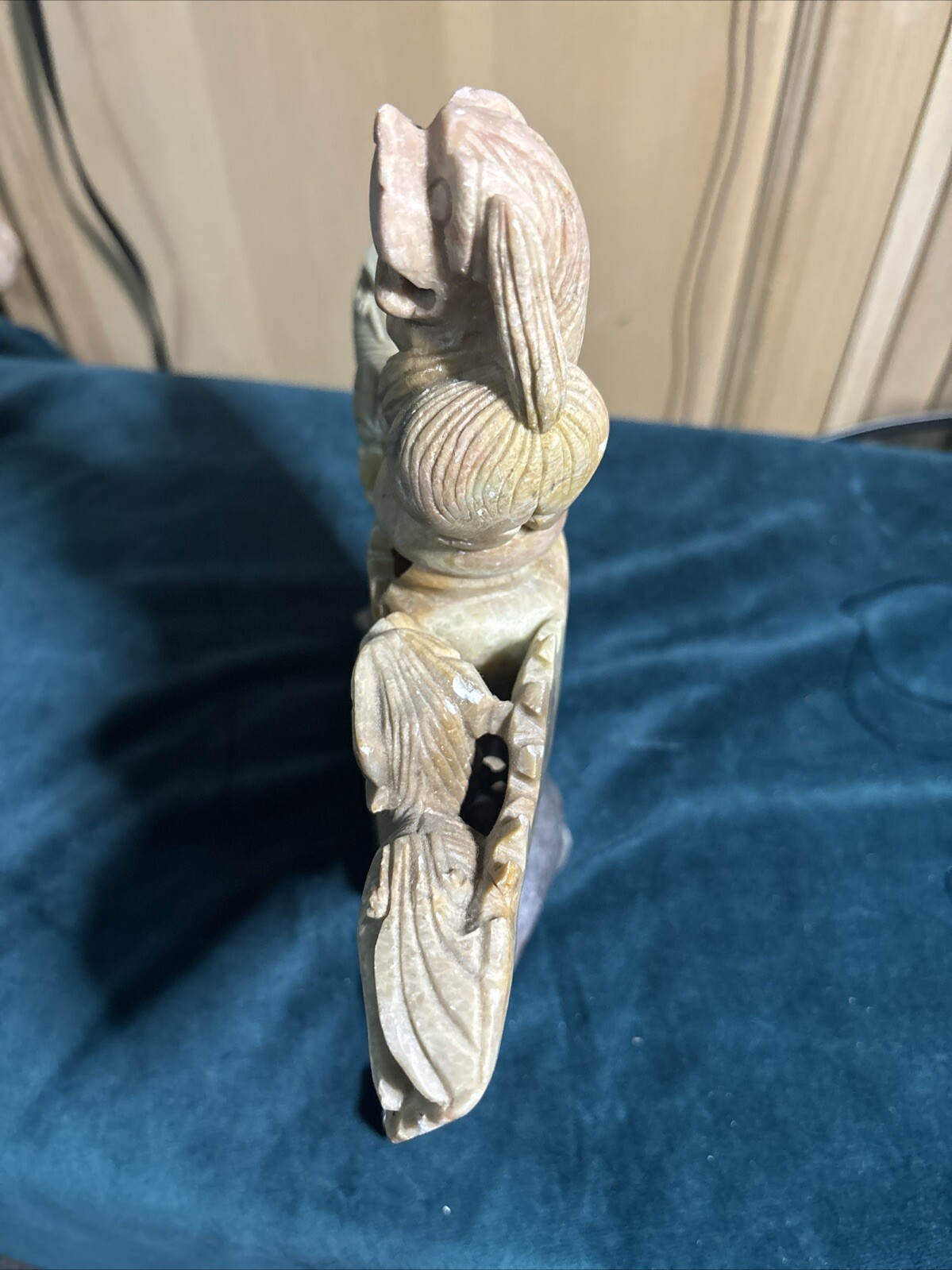 Antique Chinese Hand Carved Soapstone Incense Burner Foo Dogs/Lions Vintage (bf)
