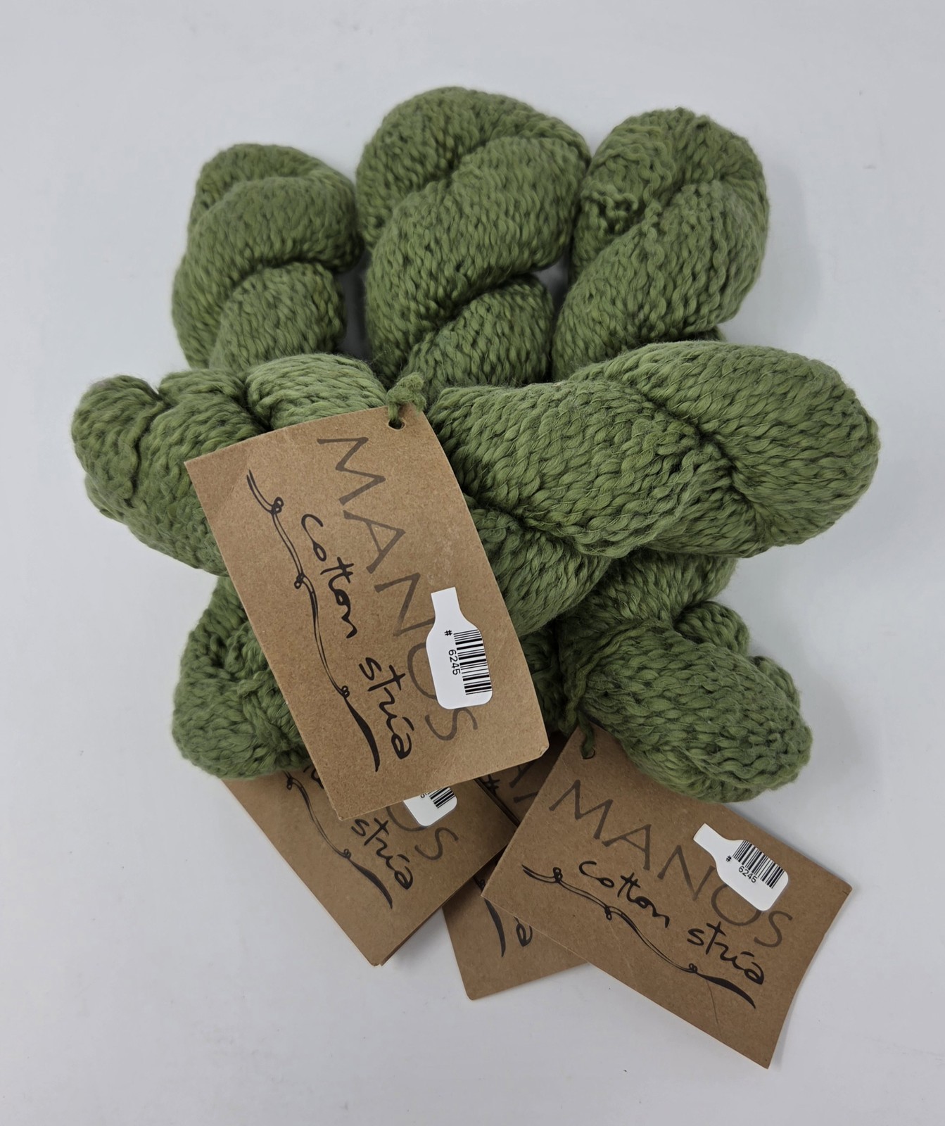 4 Skeins MANOS COTTON STRIA Yarn Color #203 OLIVE – Hand/ Kettle Dyed NEW DISC