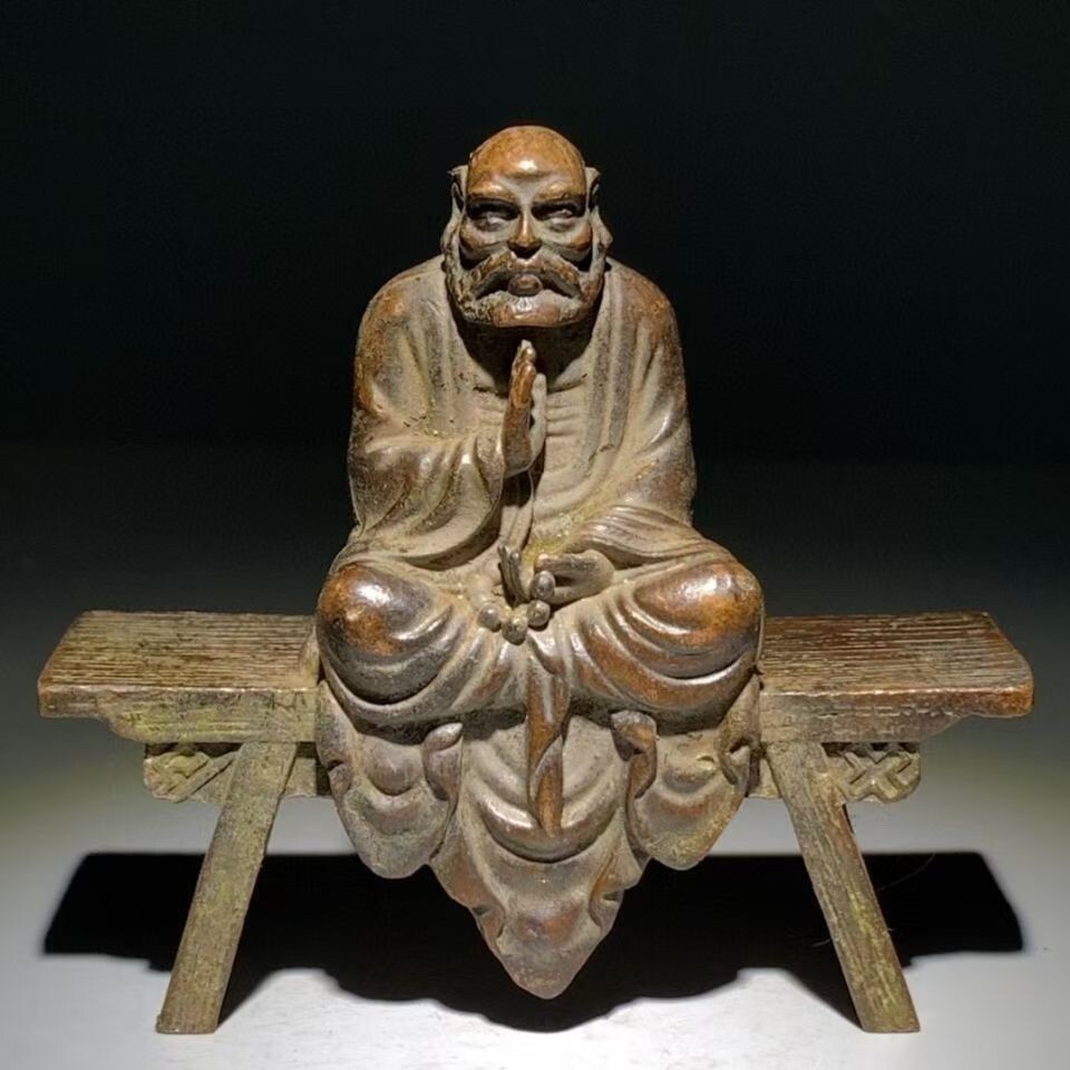 Antique alloy bench Dharma Buddha home decoration