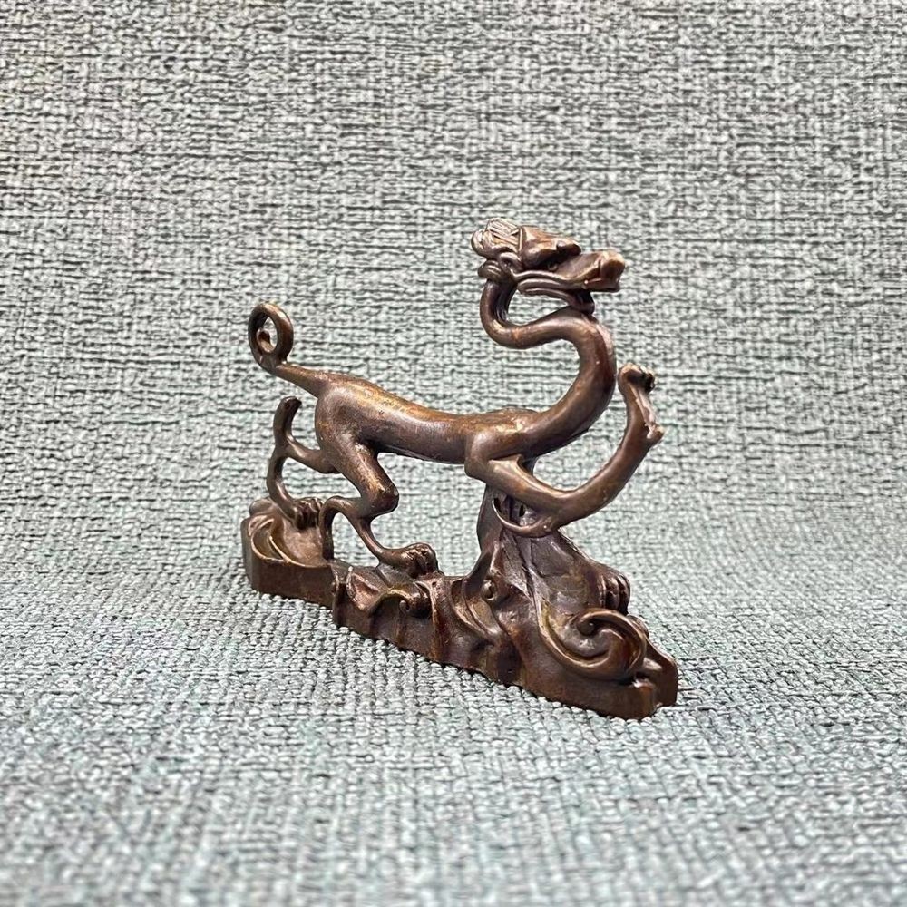 4pcs Vintage Alloy Mythical Beast Statue Set 4pcs Fengshui Home Decor Figurine