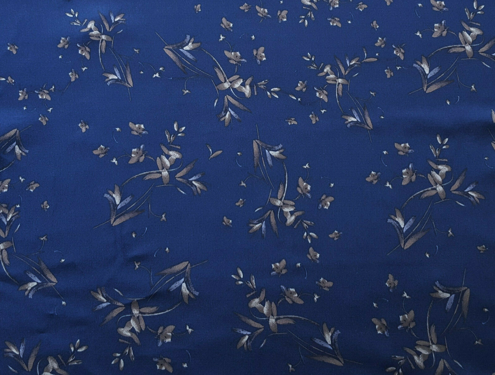 100% Silk Charmeuse Fabric by the Yard Navy with Flowers Print 12/19