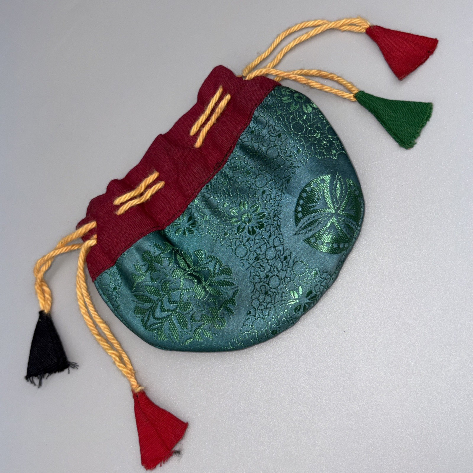 Vintage Chinese Silk Brocade Drawstring Jewelry Pouch & Wine Bottle Gift Bag Lot
