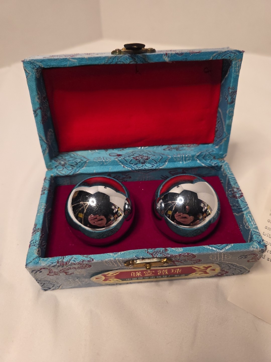 Vintage Chinese Chiming Iron Boading Balls with directions Rare Excellent Cond.
