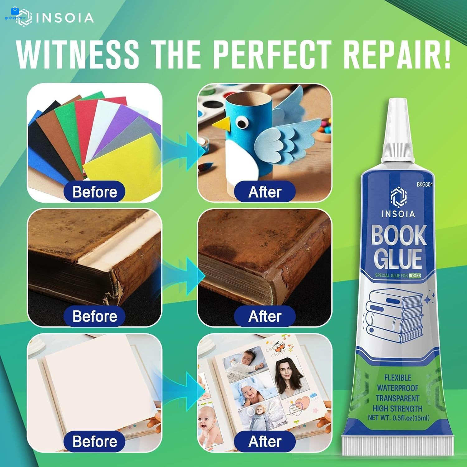 Book Glue, 15ML x 2 Adhesive, Clear Binding x 2