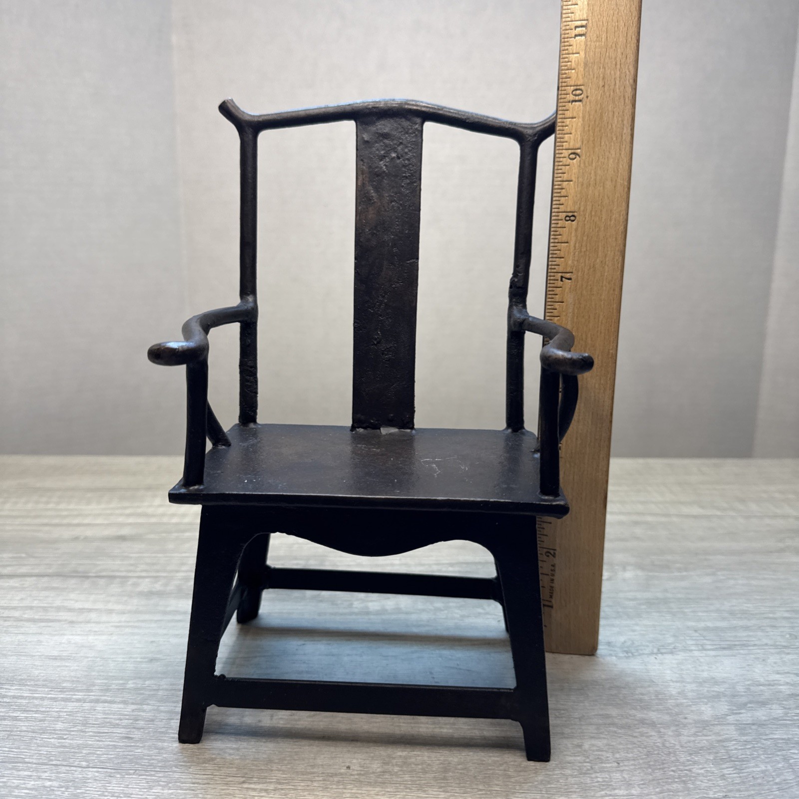 Vintage Chinese Bronze Doll Model Armchair 10”H Plant Stand? EUC