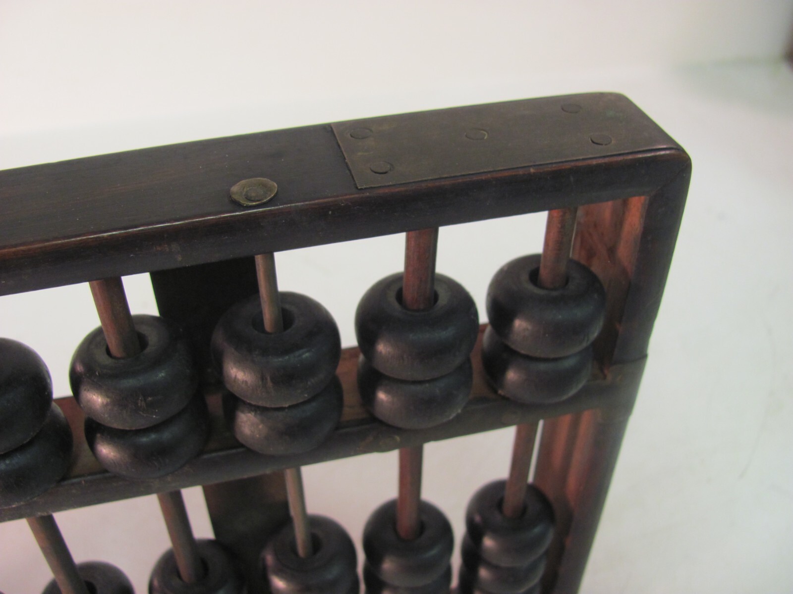 Wood & Brass Abacus Lotus Flower Type 9 Rods 63 Beads Original Antique NICE