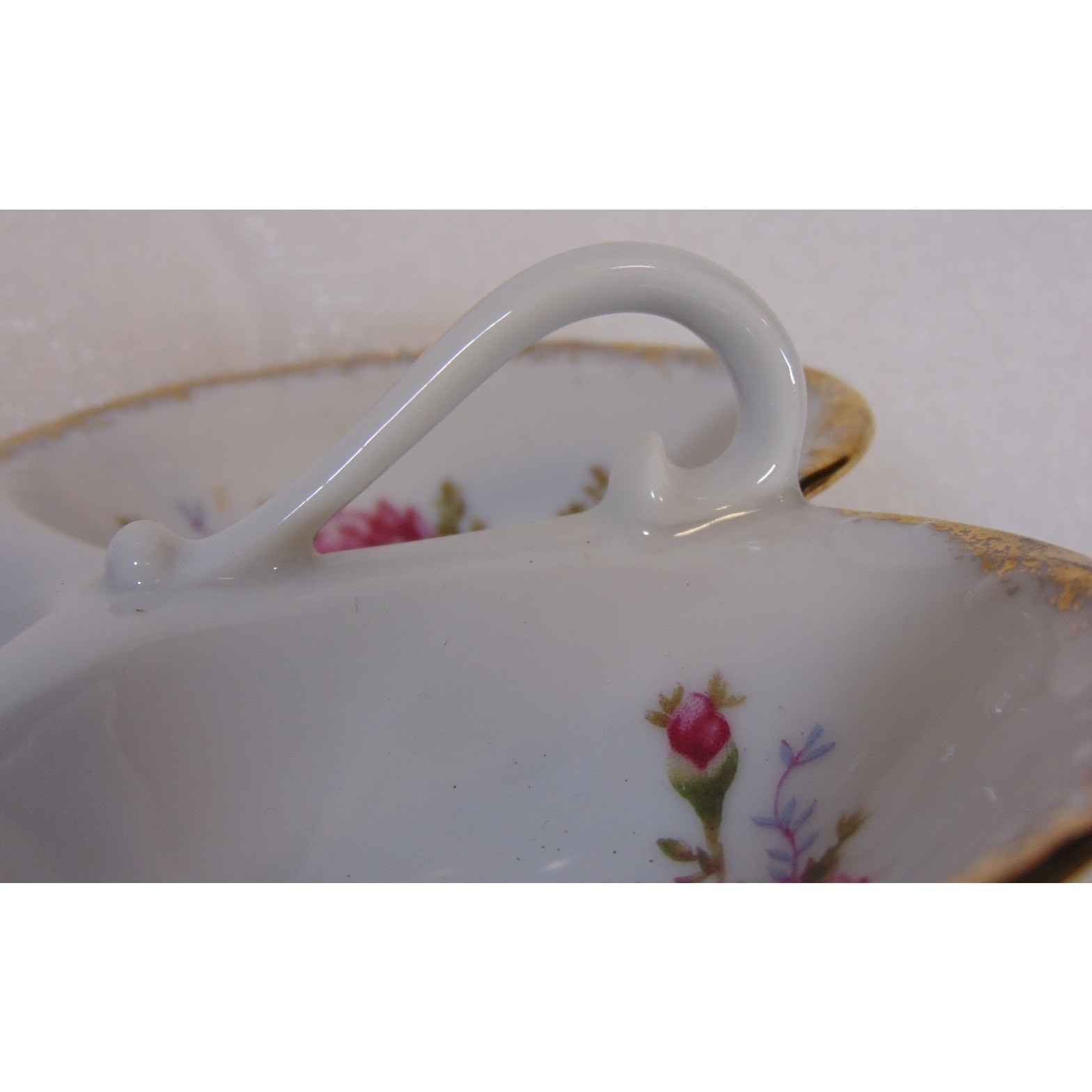 Bone China Candy Dish Trinket Bowl Floral Gold Trim Vintage Elegant Decor Roses