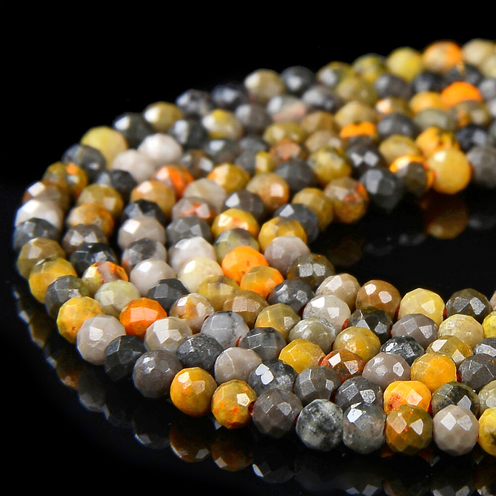 Natural Bumblebee Jasper AA Micro Faceted Round 2MM 3MM 4MM Beads 15 inch(P78)