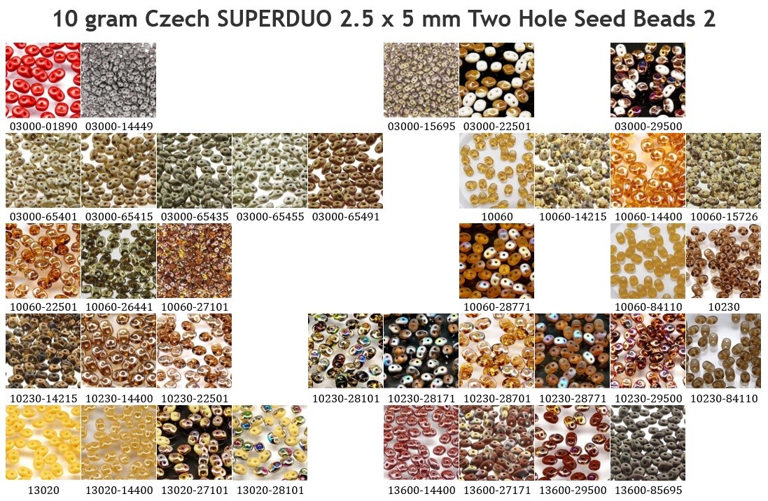 CLEARANCE 10 g or 24 g Czech SUPERDUO 2.5×5 mm Two Hole Seed Beads 2